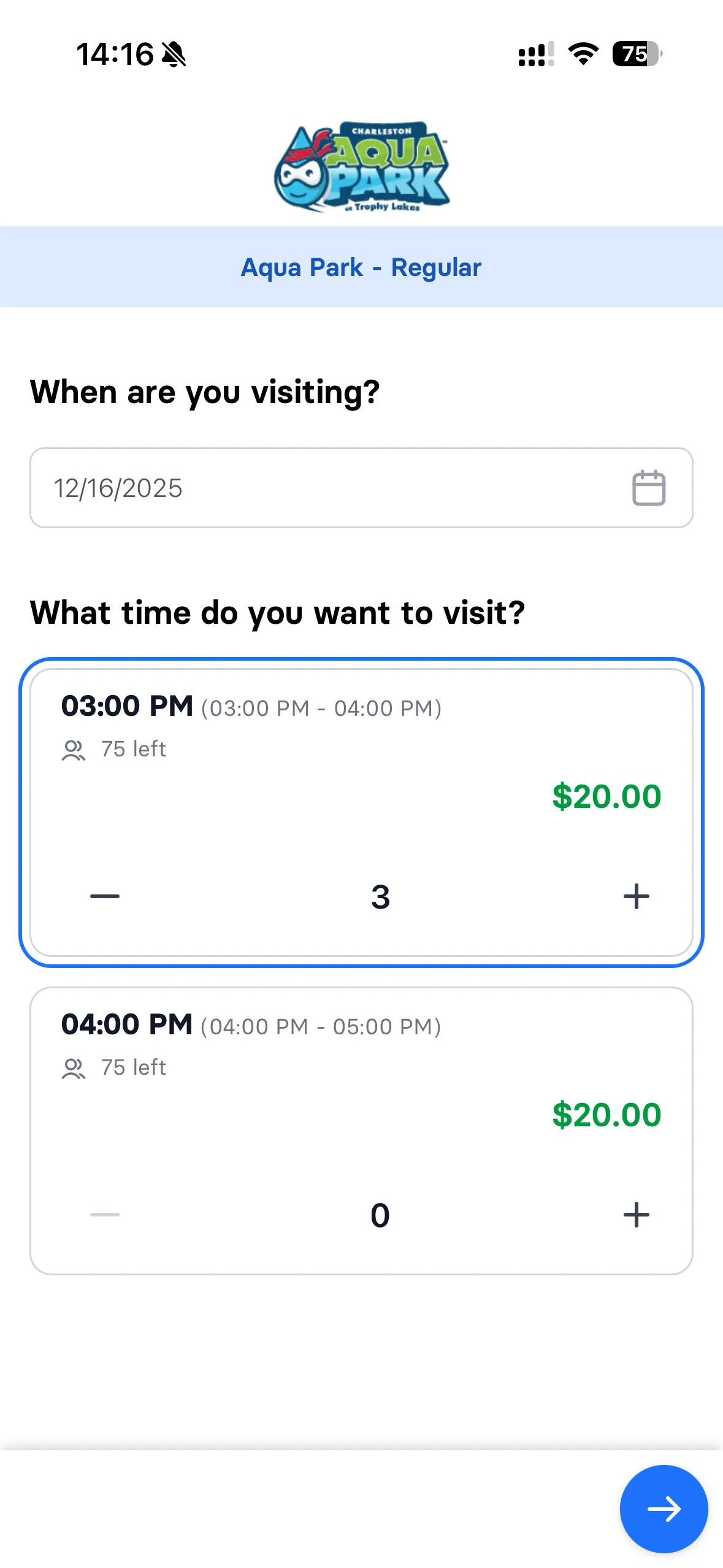 Mobile booking flow - step 2