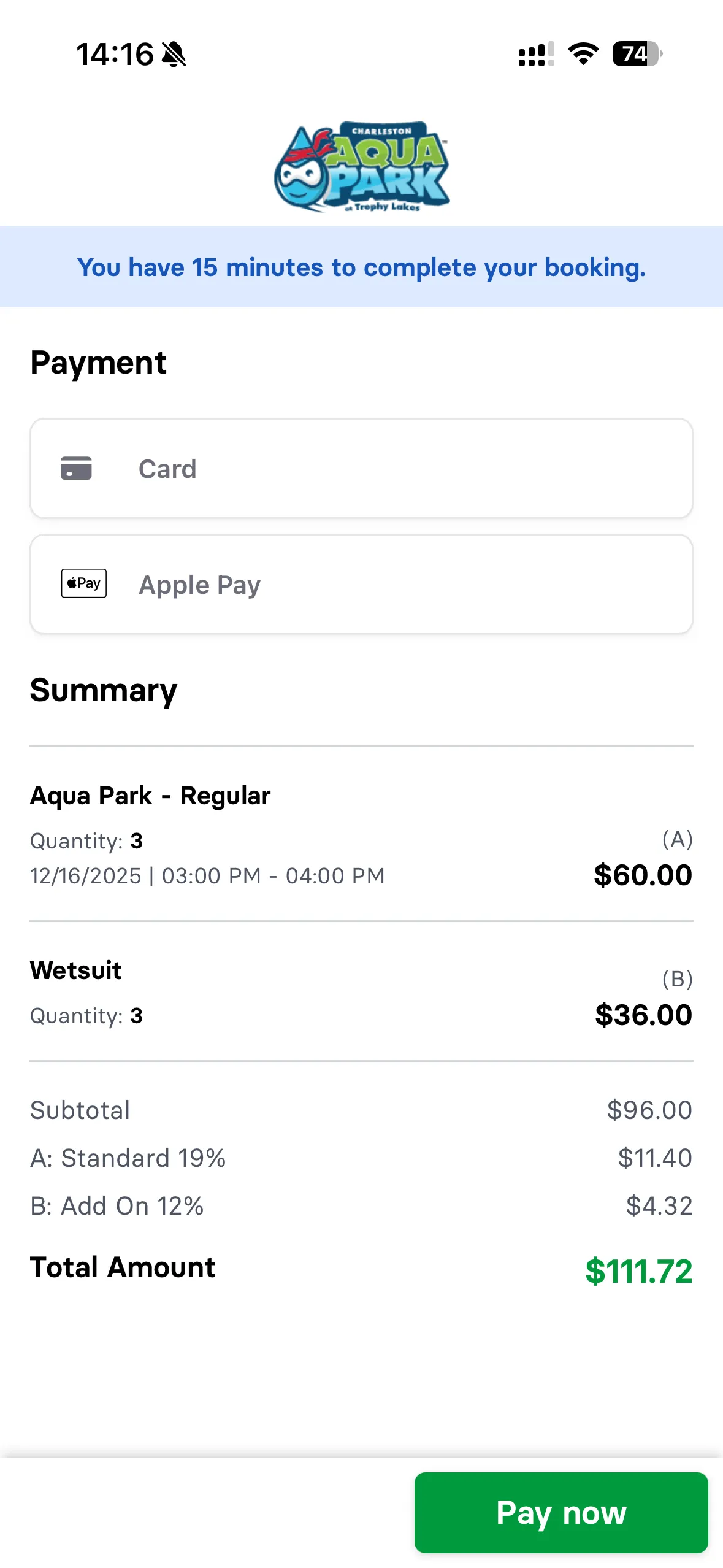Mobile booking flow - step 6