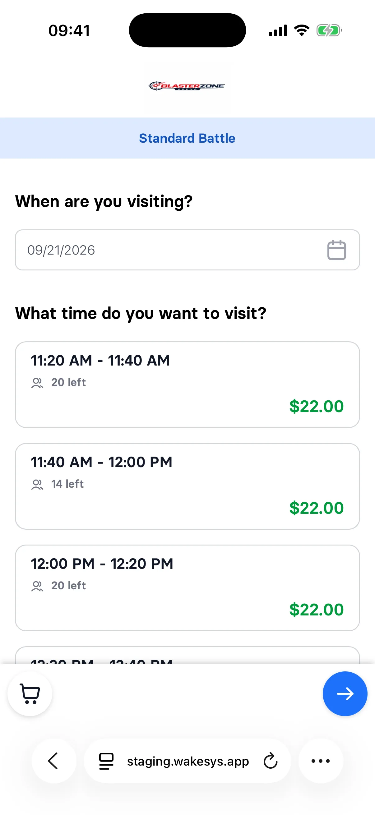 Mobile booking flow - step 2