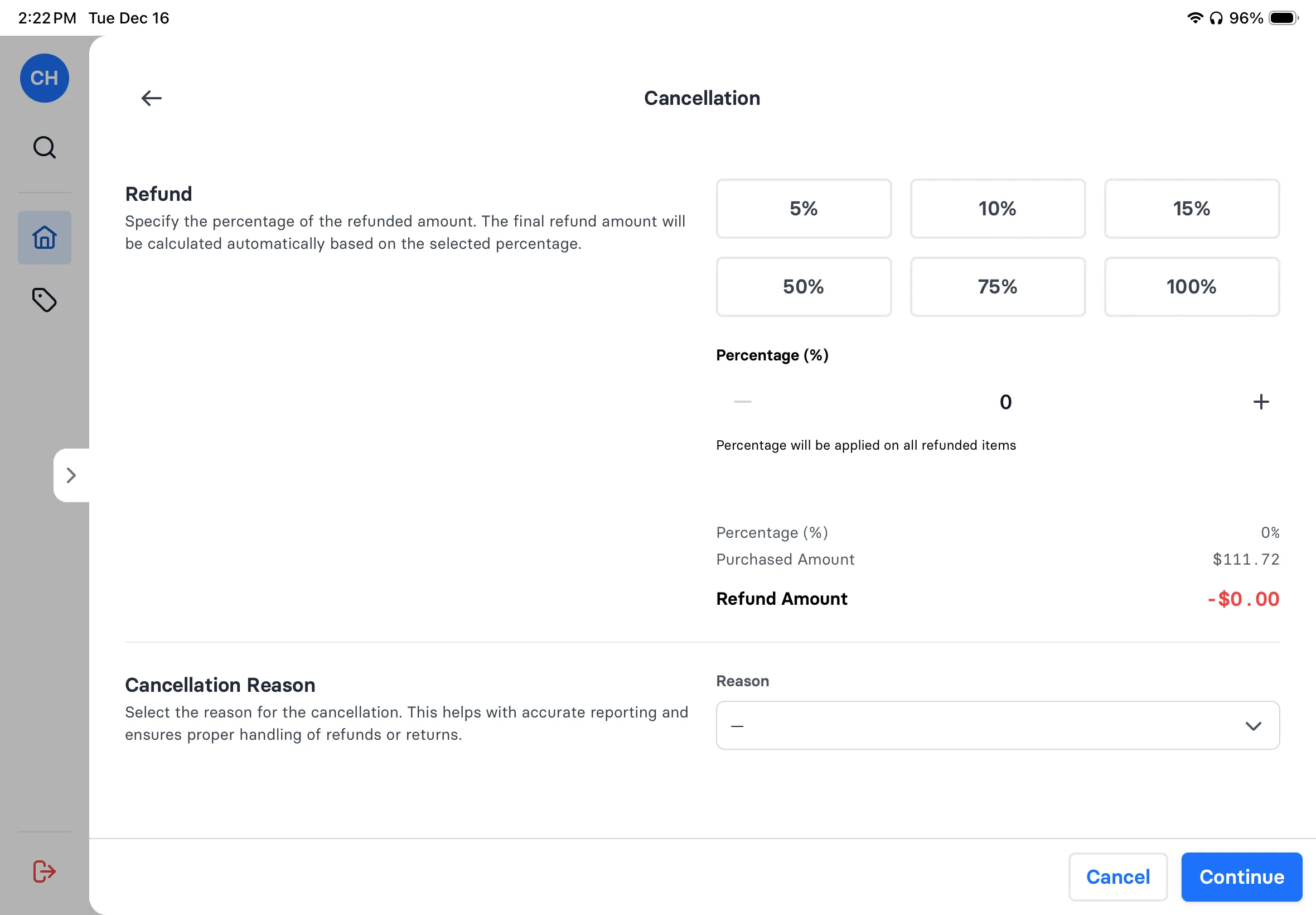 Refund and cancellation flow - step 3