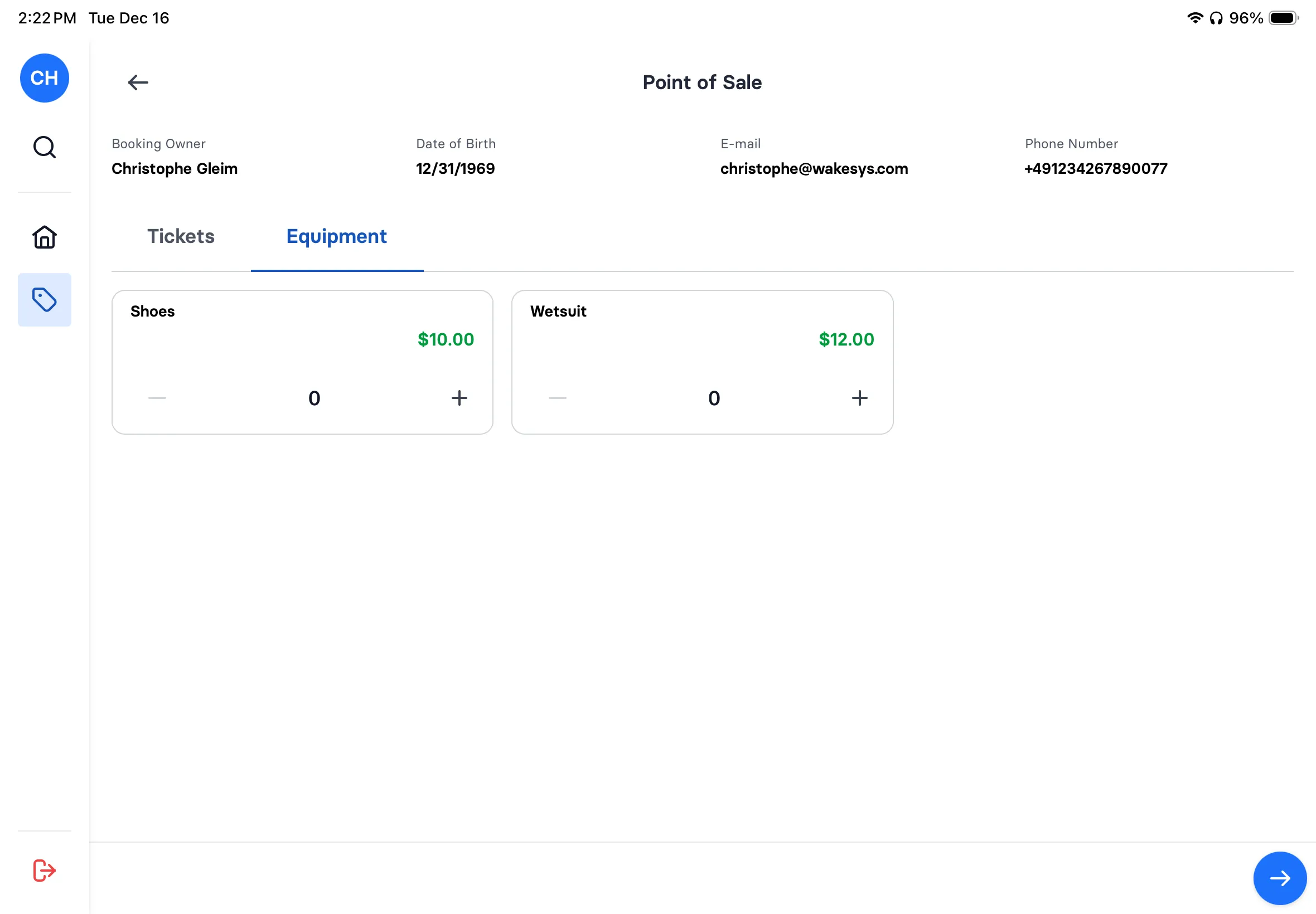 Walk-in sales flow - step 4