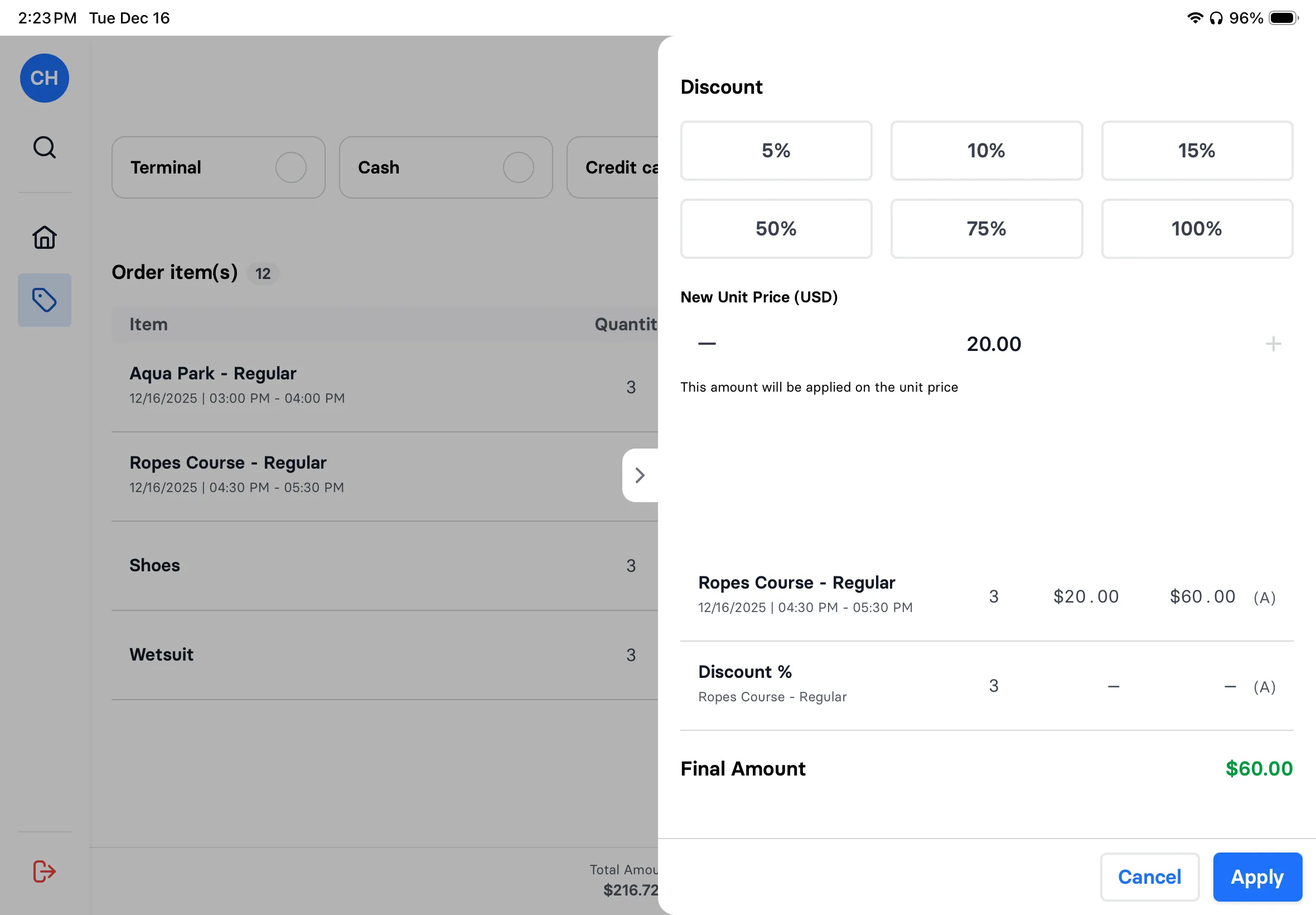 Walk-in sales flow - step 6